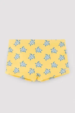 Bañador bóxer niño estampado tortugas amarillo