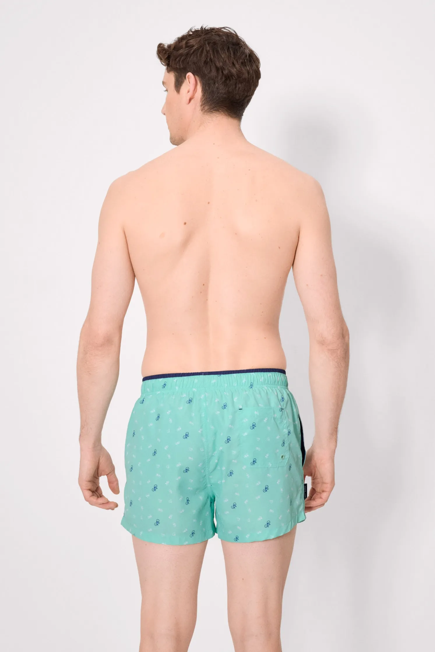 Bañador corto estampado bicicletas verde