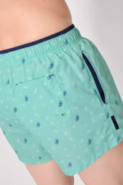 Bañador corto estampado bicicletas verde