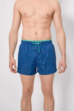 Bañador corto estampado bicicletas azul