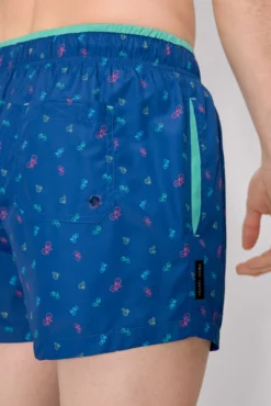 Bañador corto estampado bicicletas azul