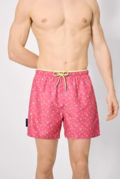 Bañador corto estampado cangrejos rosa