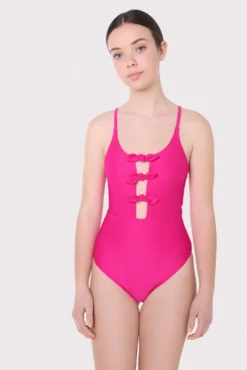 Bañador juvenil cut-out texturizado con lazos frontales