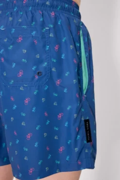 Bañador medio estampado bicicletas azul