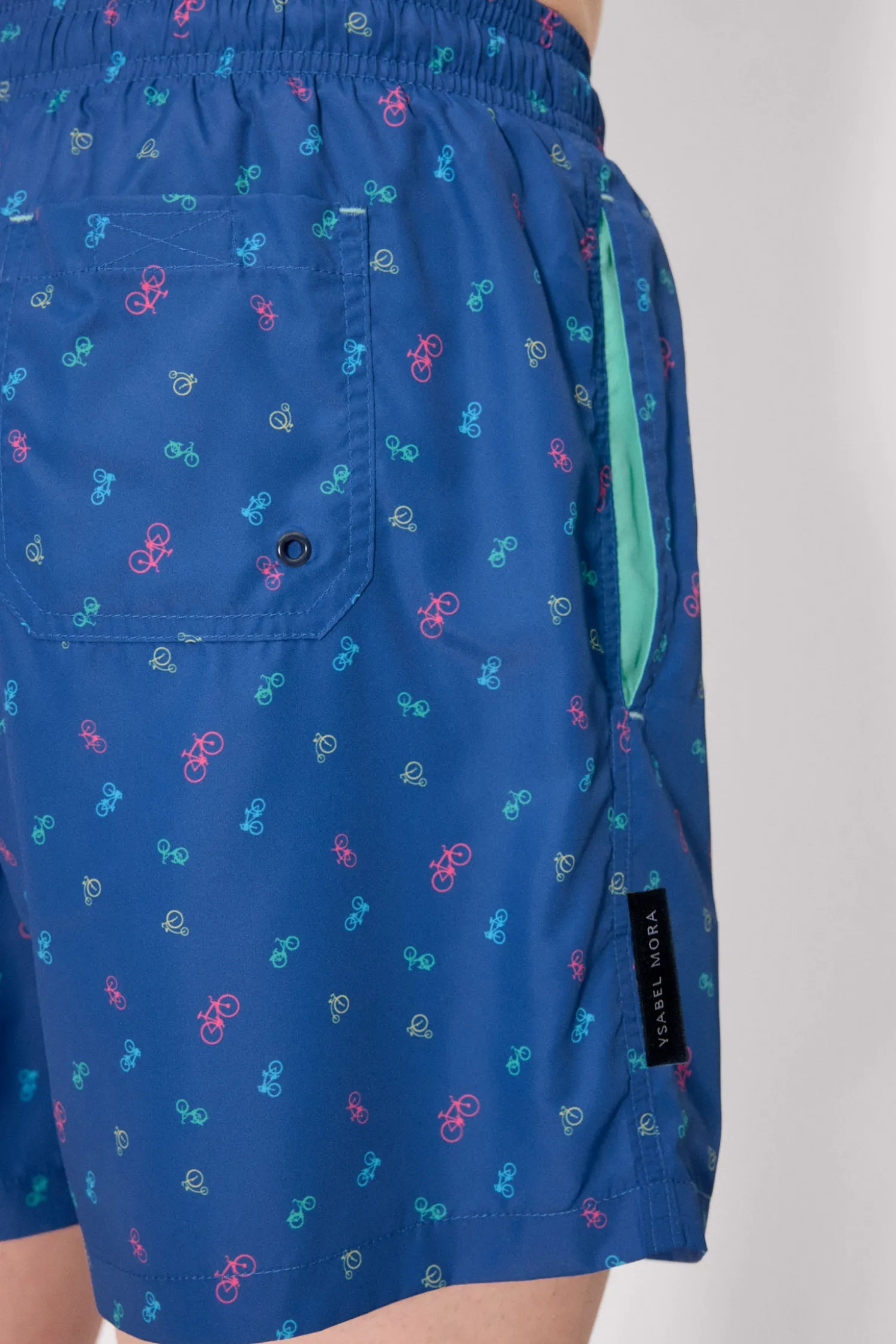 Bañador medio estampado bicicletas azul