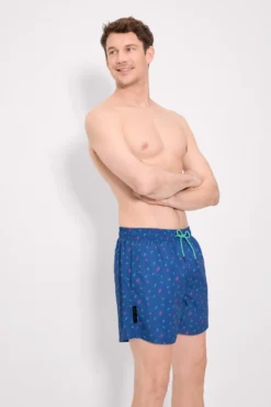 Bañador medio estampado bicicletas azul