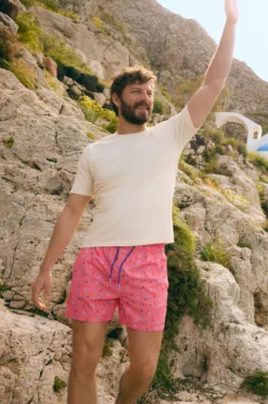 Bañador medio estampado palmeras y tablas de surf