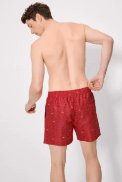 Bañador medio estampado perros salchichas rojo