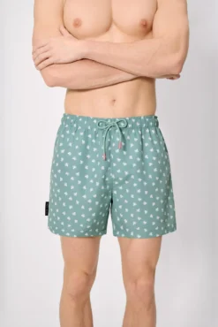 Bañador medio estampado pulpos verde
