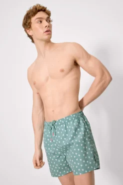 Bañador medio estampado pulpos verde