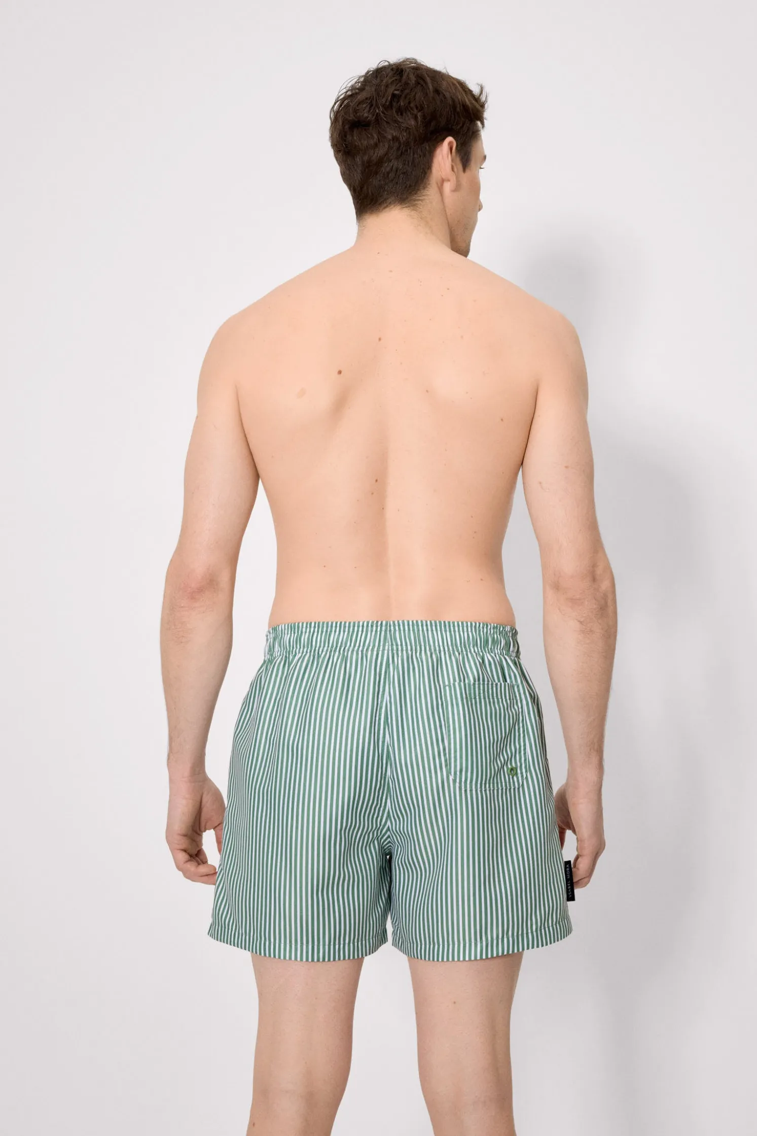 Bañador medio estampado rayas verde
