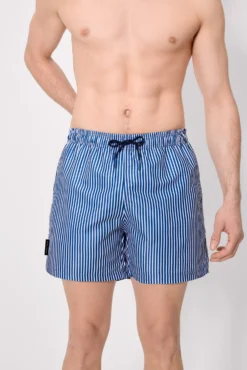 Bañador medio estampado rayas azul