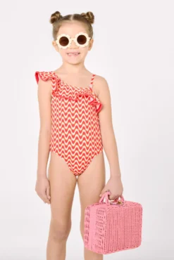 Bañador niña detalles volantes estampado étnico