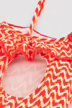 Bañador niña detalles volantes estampado étnico