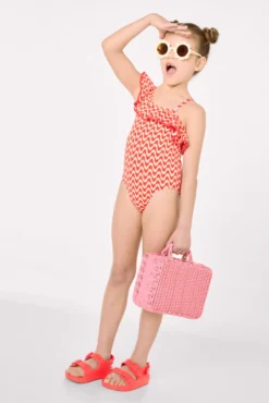 Bañador niña detalles volantes estampado étnico
