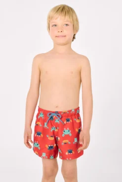 Bañador niño corto estampado cangrejos multicolor