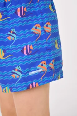 Bañador niño corto estampado peces tropicales multicolor