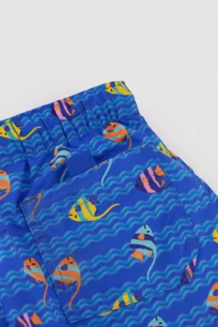 Bañador niño corto estampado peces tropicales multicolor