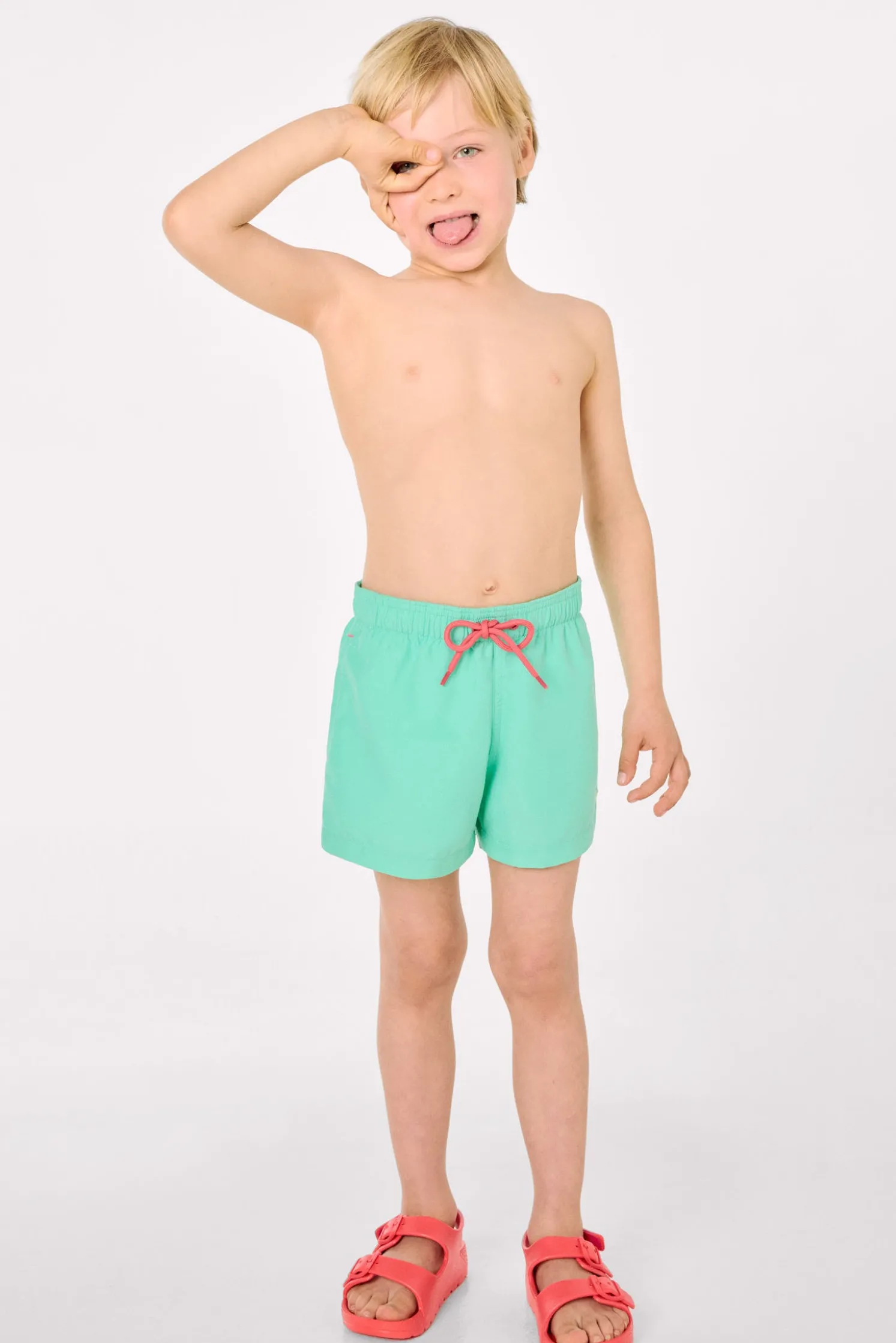 Bañador niño corto forro contraste turquesa