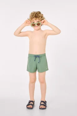 Bañador niño corto liso verde