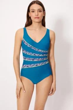 Bañador reductor flores azul copa B