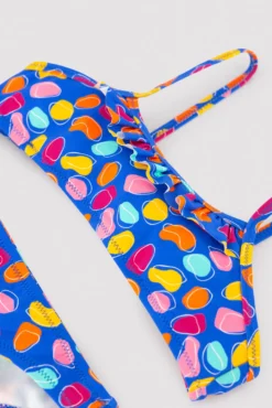 Bikini niña detalle volante estampado formas orgánicas multicolor