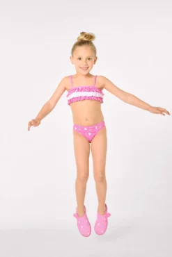 Bikini niña detalle volantes estampado unicornios rosa