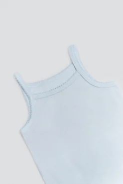 Body bebé básico tirantes finos celeste