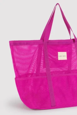 Bolso de playa calado rosa