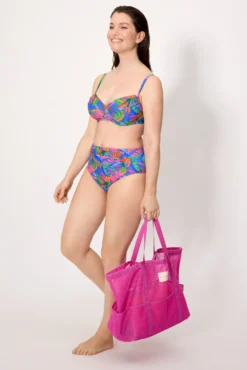 Bolso de playa calado rosa