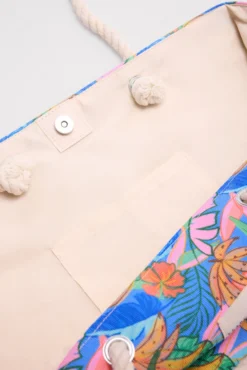 Bolso de playa de tela estampado tropical