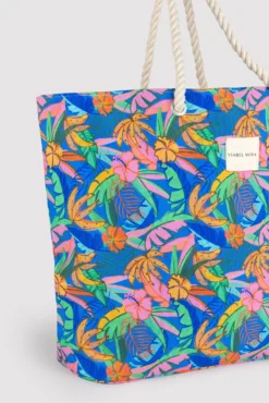 Bolso de playa de tela estampado tropical