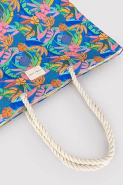 Bolso de playa de tela estampado tropical