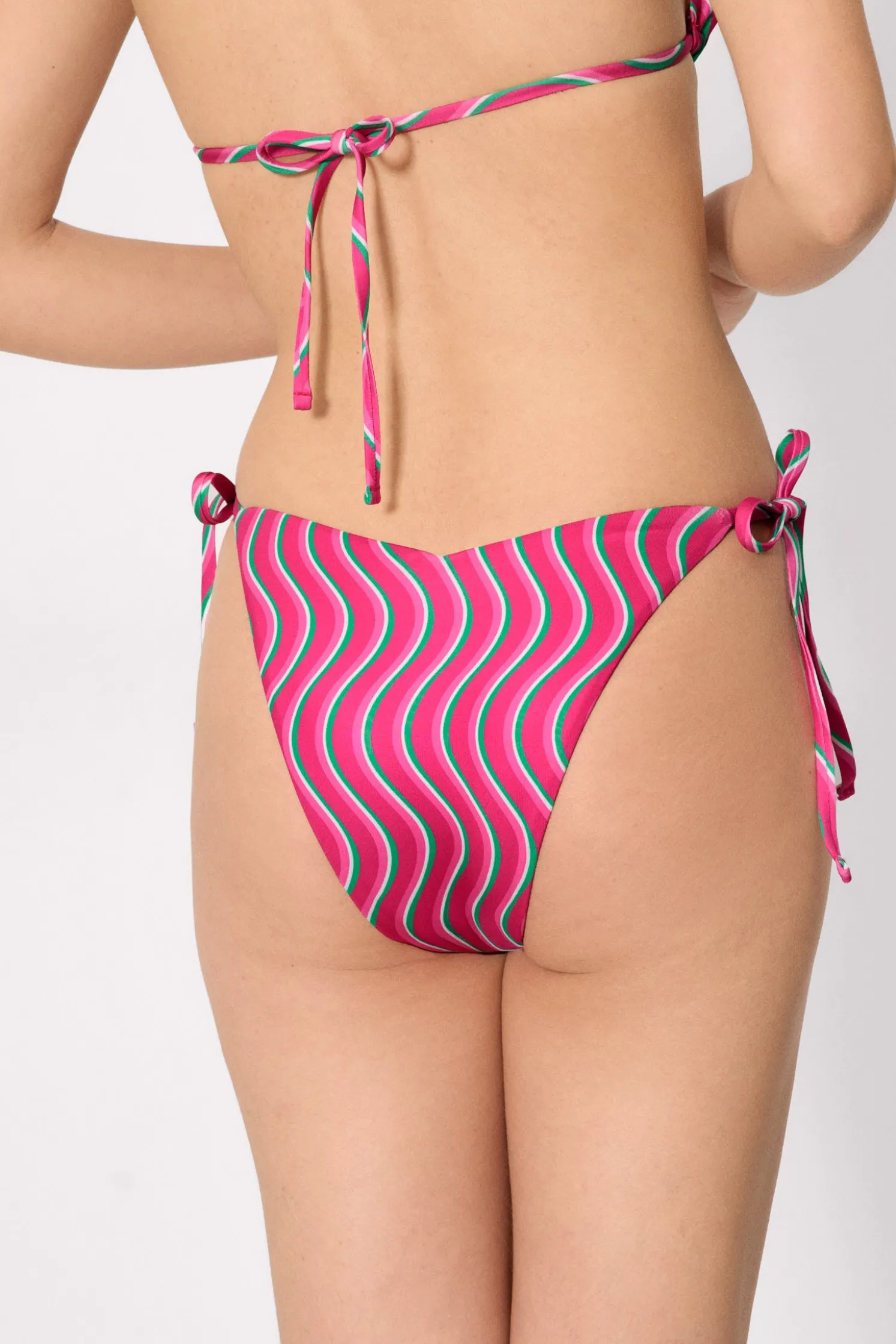 Braga bikini anudada brasileña estampado ondas