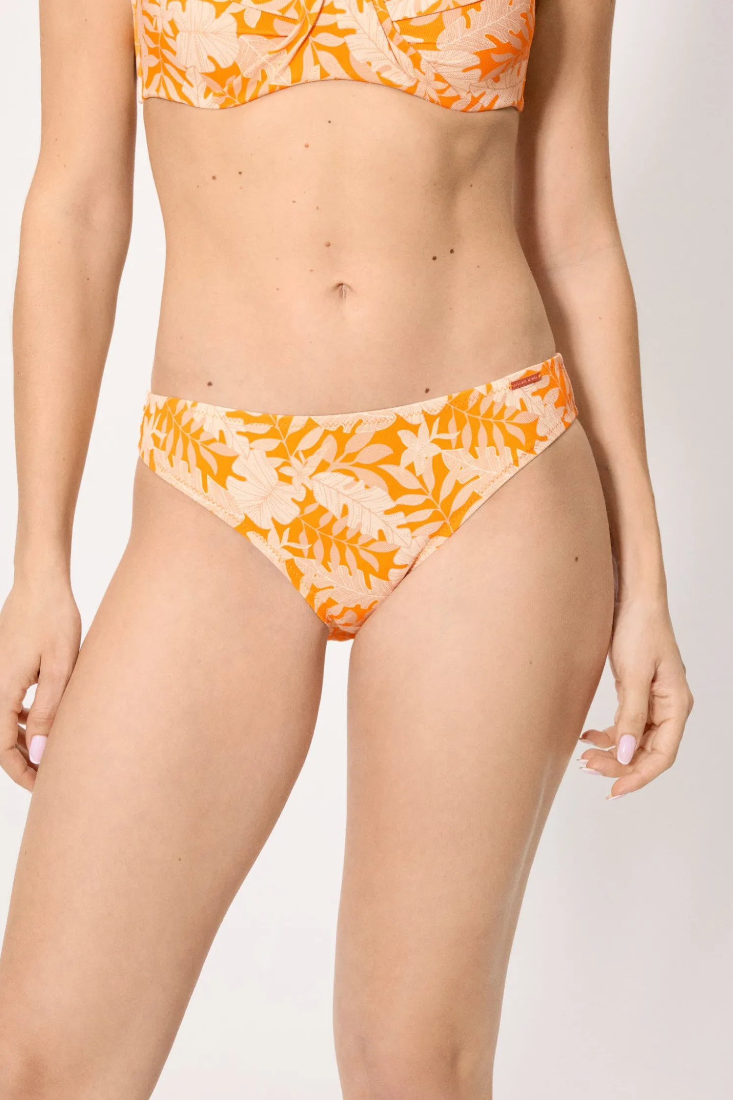 Braga bikini hojas micropiqué naranja