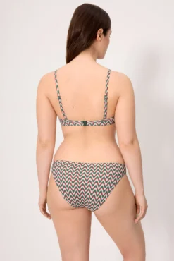 Braga bikini micropiqué estampada verde botella