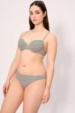 Braga bikini micropiqué estampada verde botella