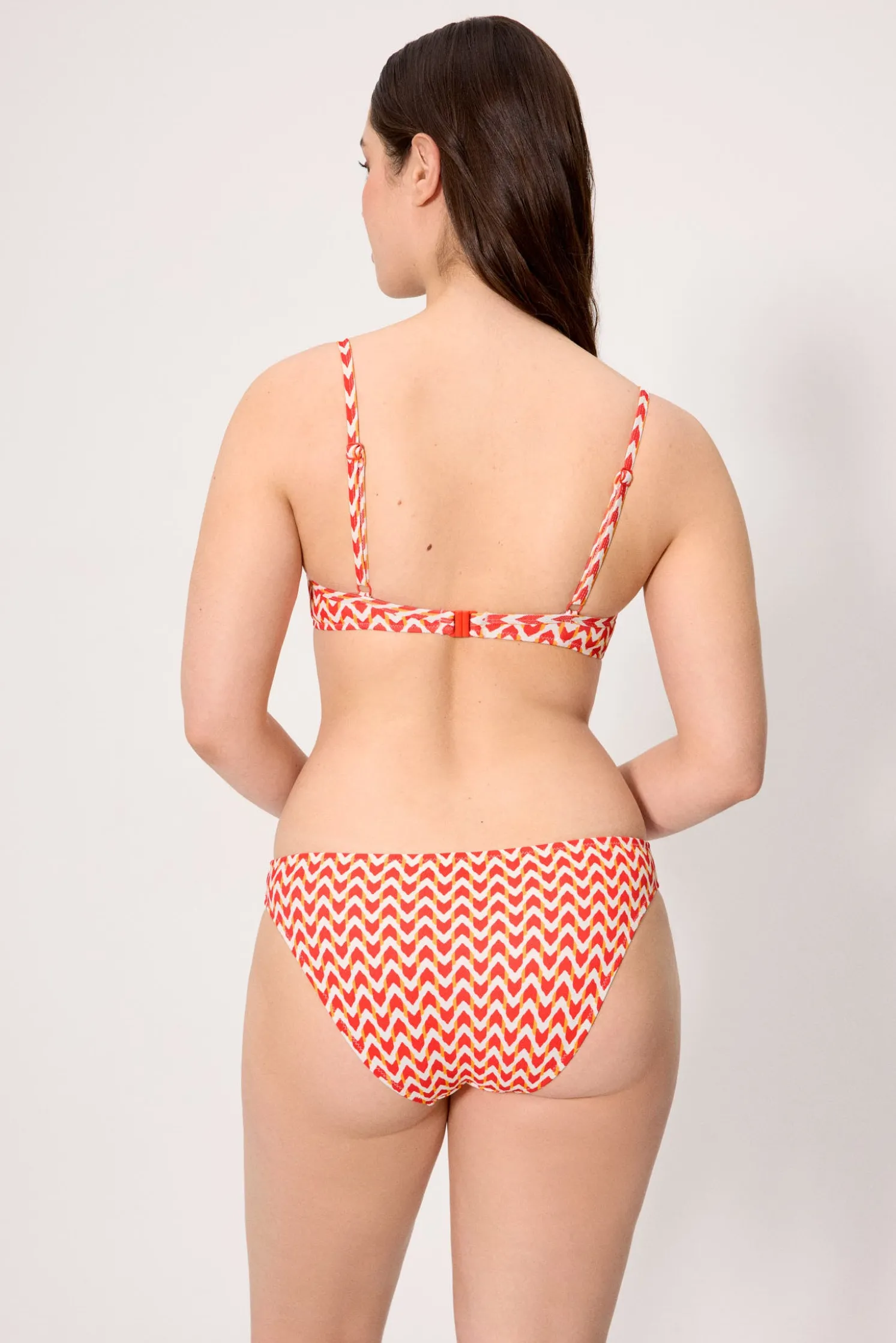 Braga bikini micropiqué estampada coral