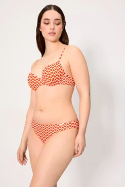 Braga bikini micropiqué estampada coral