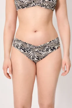 Braga bikini midi hojas micropiqué negro