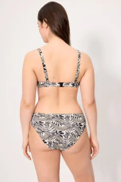 Braga bikini midi hojas micropiqué negro