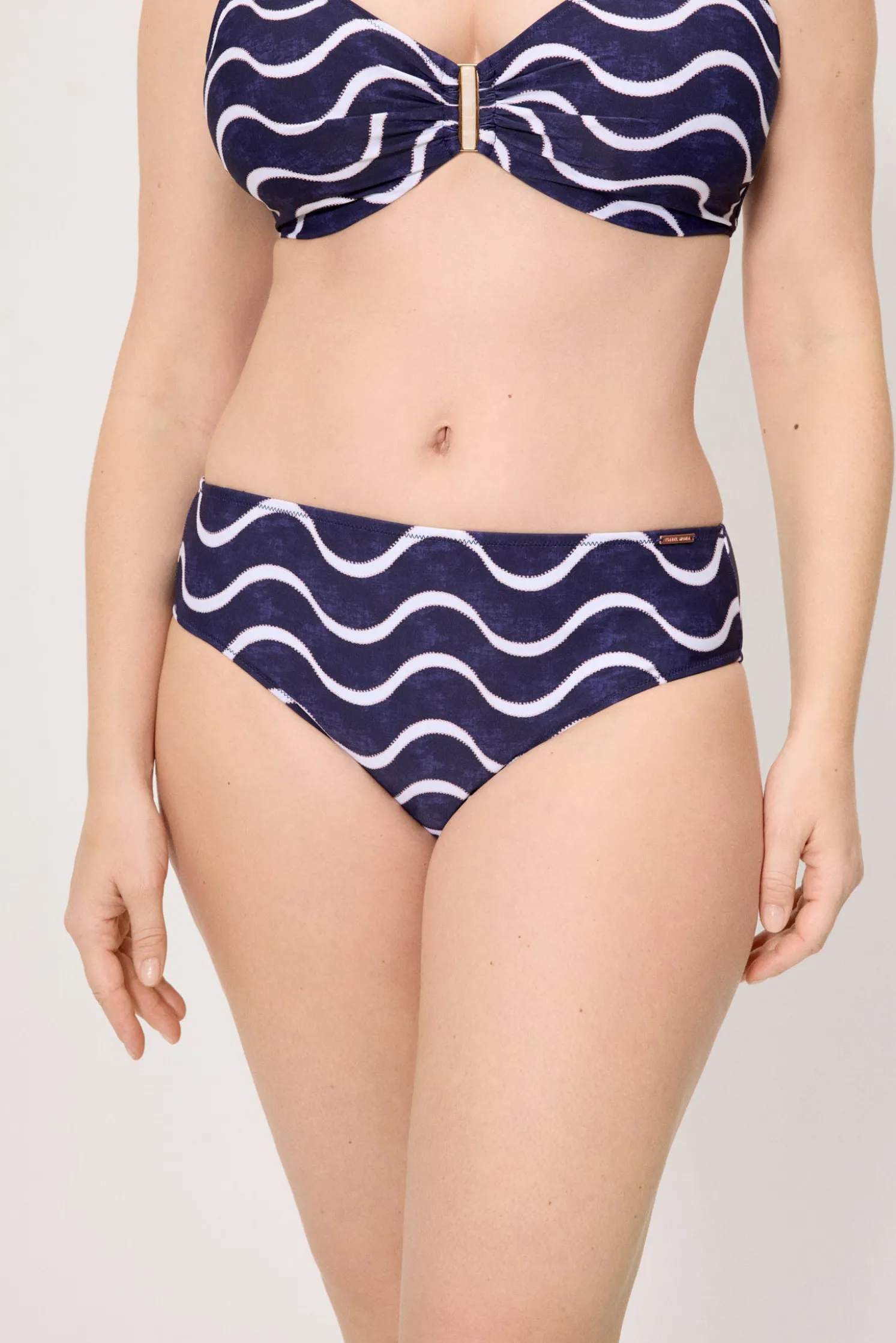 Braga bikini moldeadora midi estampado ondas marino