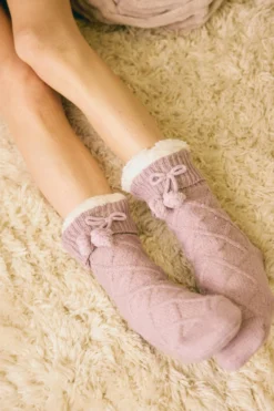 Calcetines borreguito antideslizantes lila