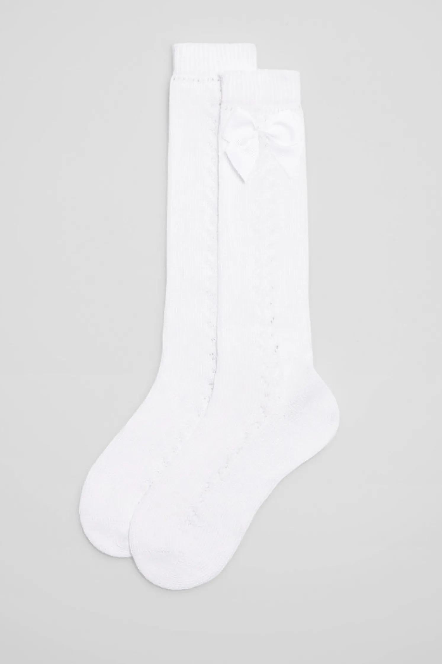 Calcetines calados largos infantiles blanco