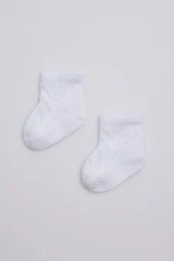 Calcetines perlé recién nacido blanco