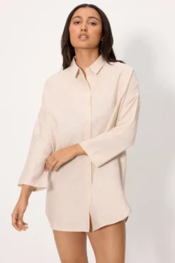 Camisa larga con lino