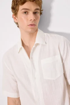 Camisa manga corta abotonada algodón blanco
