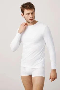 Camiseta interior manga larga algodón blanco