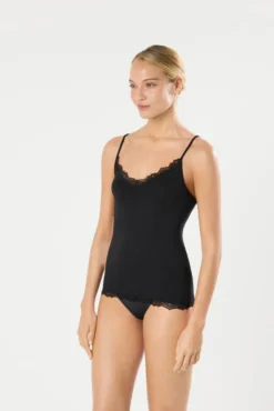 Camiseta interior tirantes bambú negro