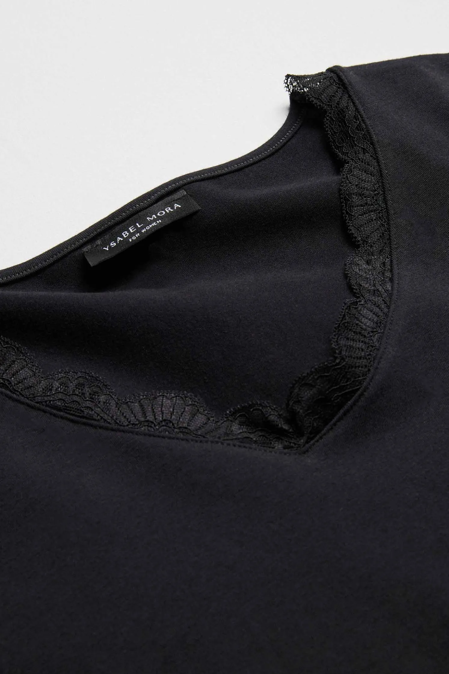 Camiseta lencera manga larga algodón negro